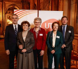 Marie-Ange Debon, présidente de l'UTP, et les 4 vice-présidents : Thierry Mallet, Sylvie Charles, Marie-Claude Dupuis et Marc Delayer